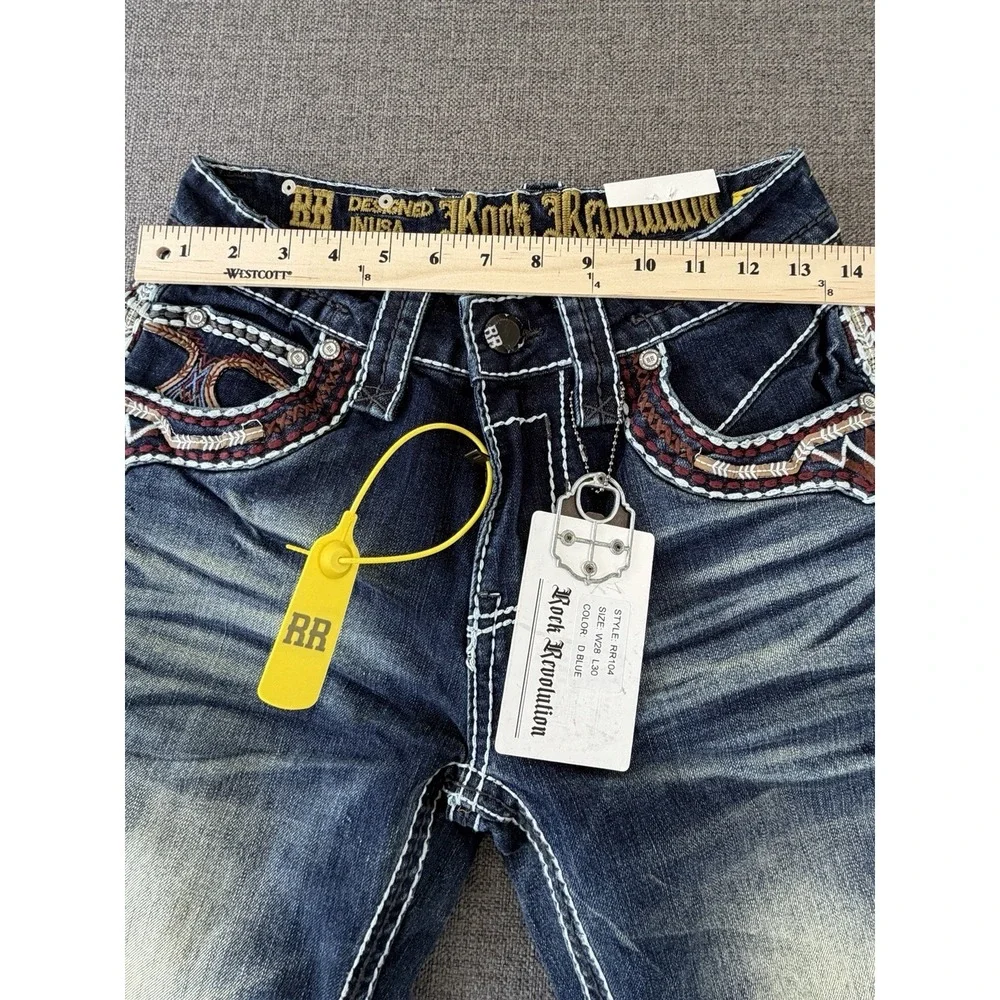 NWT Rock Revolution RR Straight Fit Jeans Men's 28x30 Dark Wash Denim